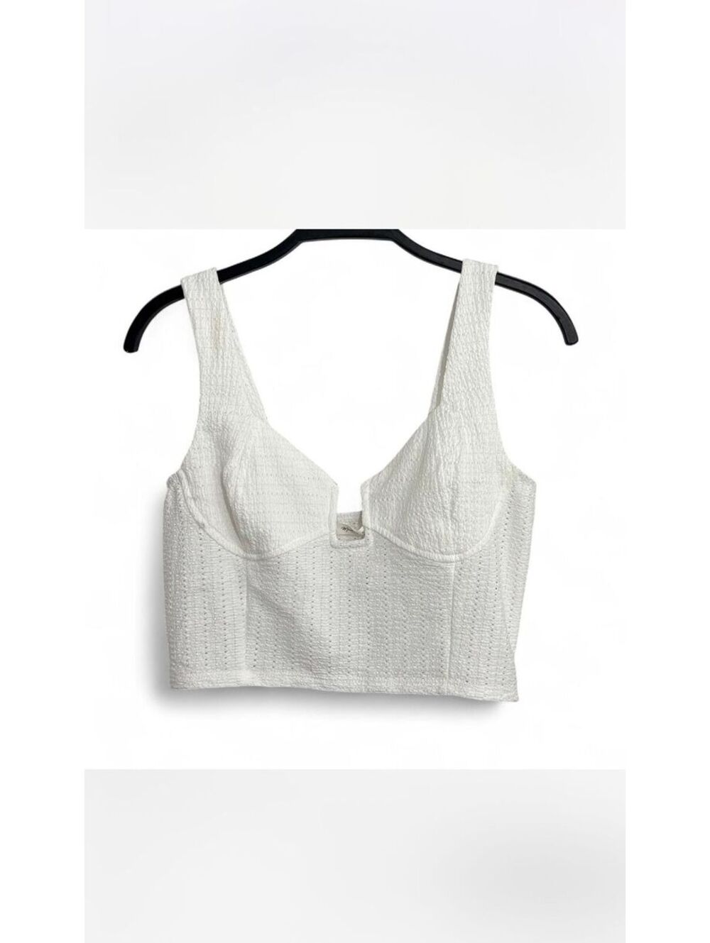 #78 NWT Mustard Seed Front Wire Bralette White crop boutique top size L